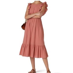 Ba&sh‎ Wolmen's Blush Joyce Ruffle Flounce Midi Dress Pink M